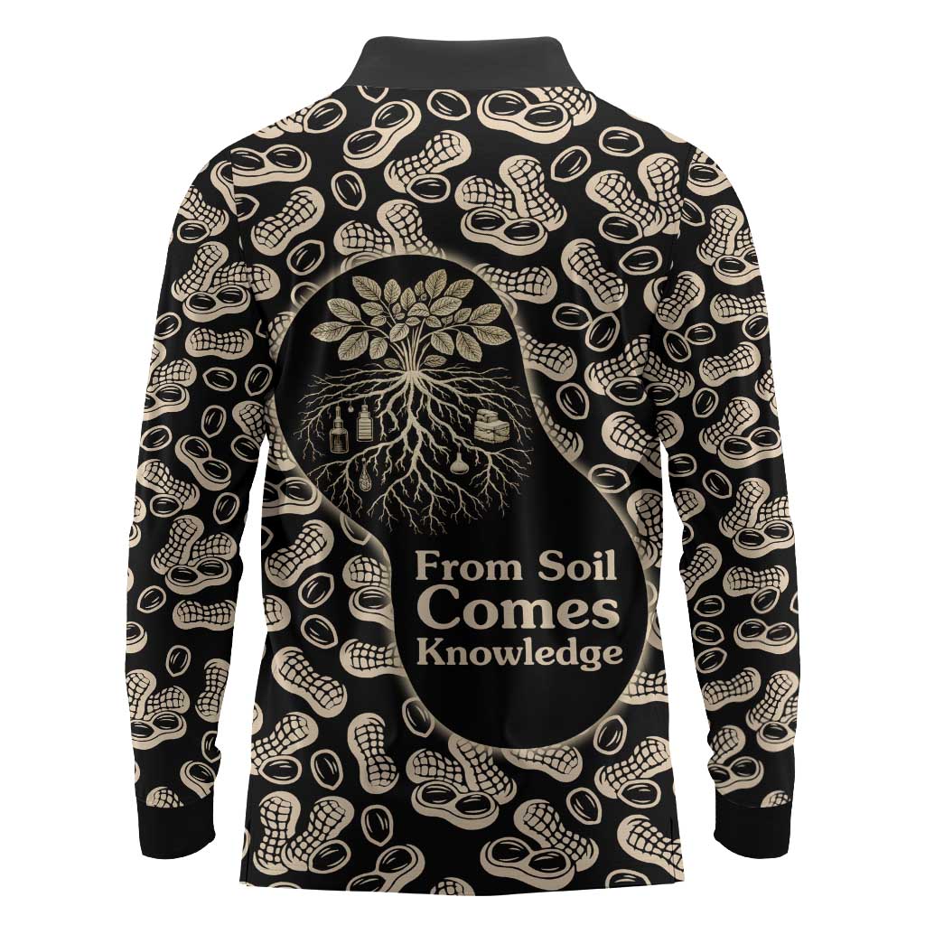 George Washington Carver Long Sleeve Polo Shirt Peanut From Soil Comes Knowledge Quote and Agricultural Roots - Wonder Print Shop