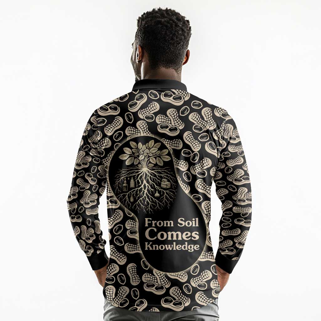 George Washington Carver Long Sleeve Polo Shirt Peanut From Soil Comes Knowledge Quote and Agricultural Roots - Wonder Print Shop