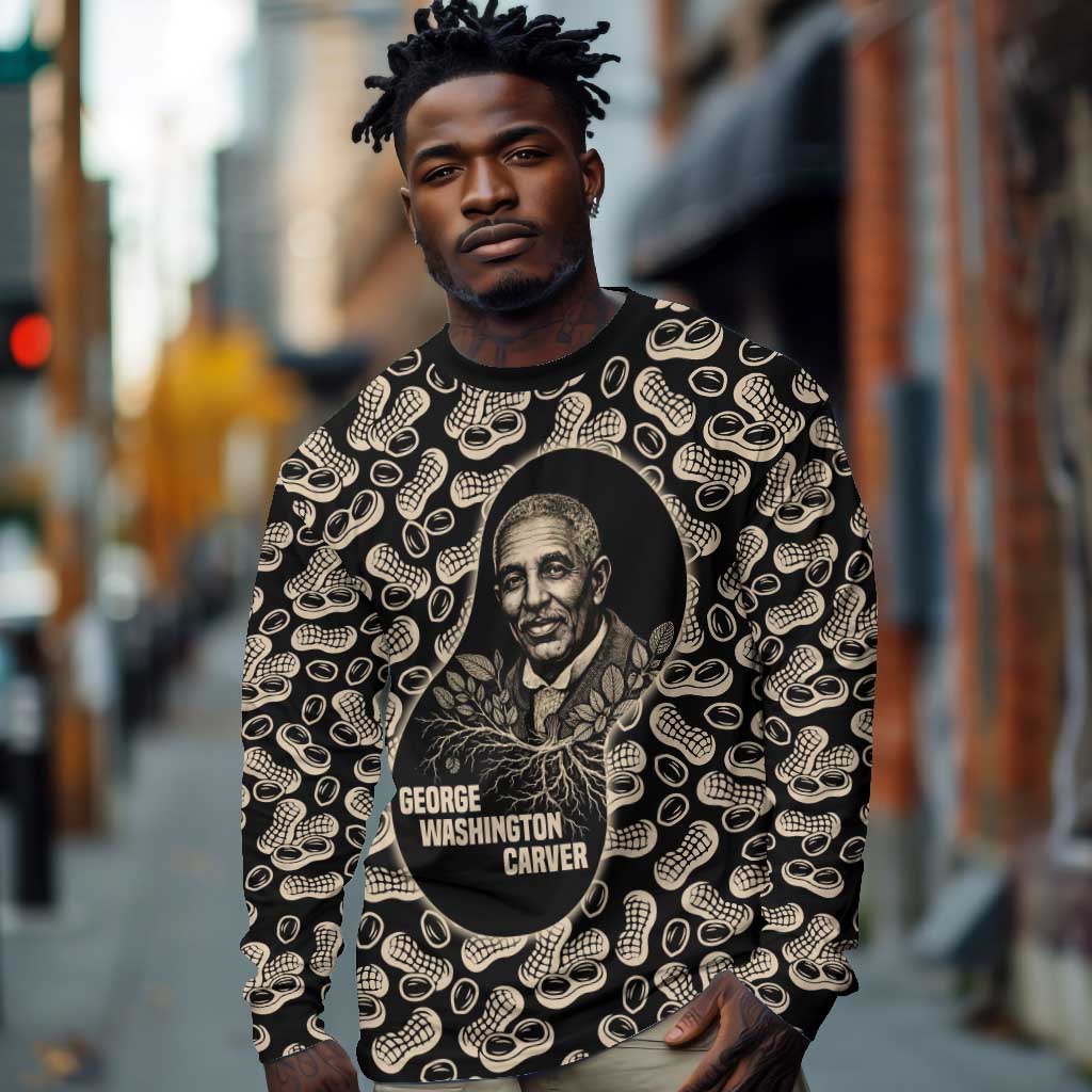 George Washington Carver Long Sleeve Shirt Peanut From Soil Comes Knowledge Quote and Agricultural Roots - Wonder Print Shop