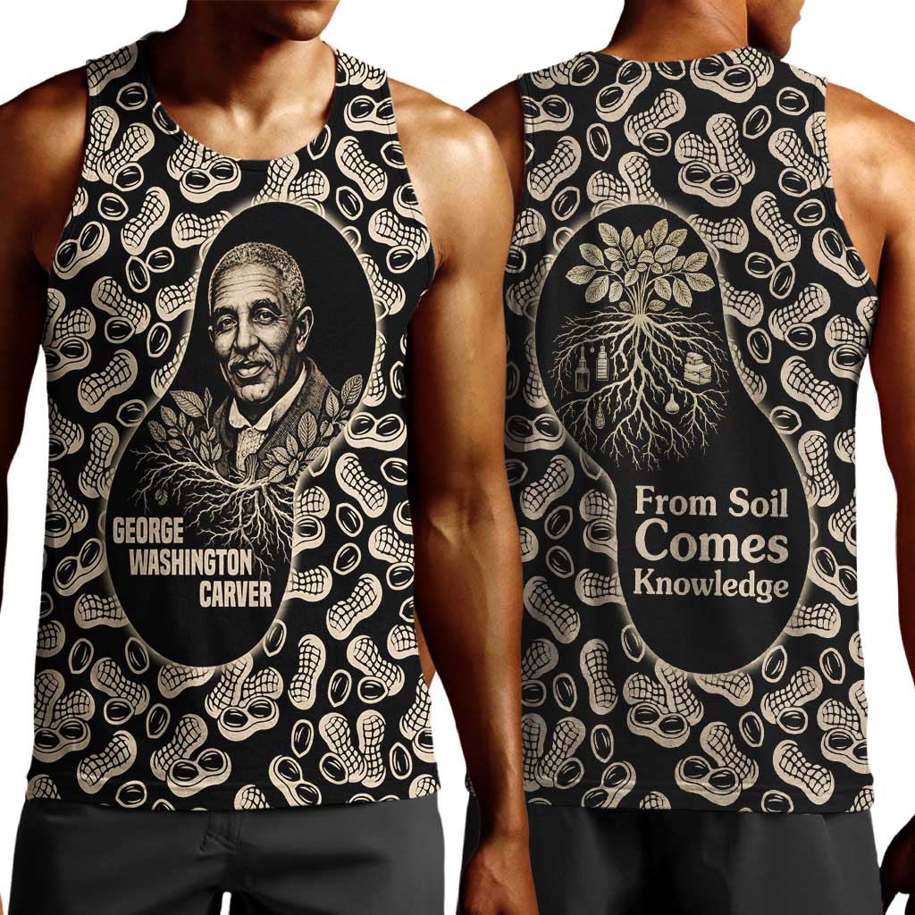 George Washington Carver Men Tank Top Peanut From Soil Comes Knowledge Quote and Agricultural Roots - Wonder Print Shop