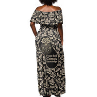 George Washington Carver Off Shoulder Maxi Dress Peanut From Soil Comes Knowledge Quote and Agricultural Roots - Wonder Print Shop
