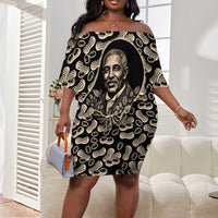 George Washington Carver Off Shoulder Short Dress Peanut From Soil Comes Knowledge Quote and Agricultural Roots - Wonder Print Shop