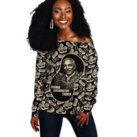 George Washington Carver Off Shoulder Sweater Peanut From Soil Comes Knowledge Quote and Agricultural Roots - Wonder Print Shop