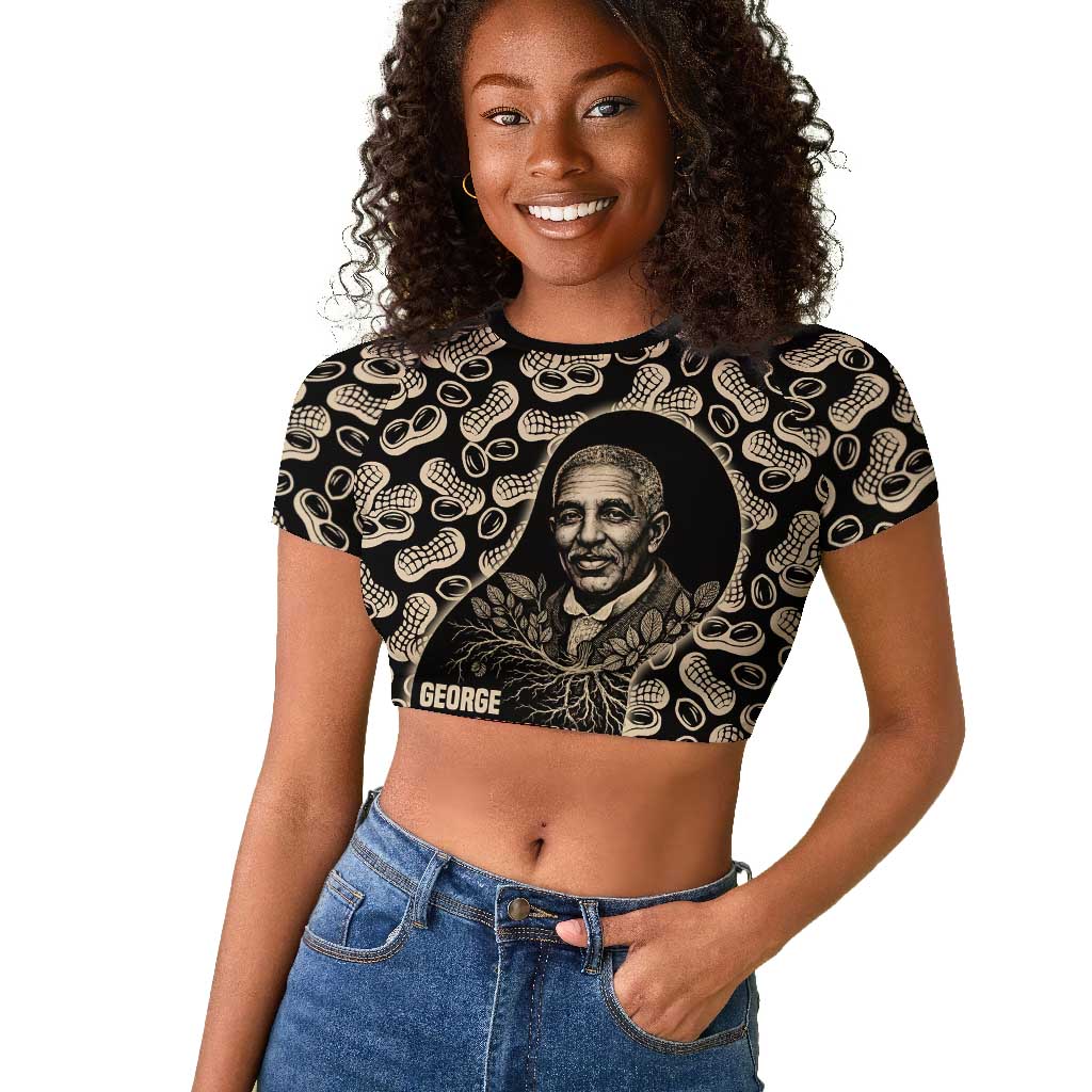 George Washington Carver Raglan Cropped T shirt Peanut From Soil Comes Knowledge Quote and Agricultural Roots - Wonder Print Shop