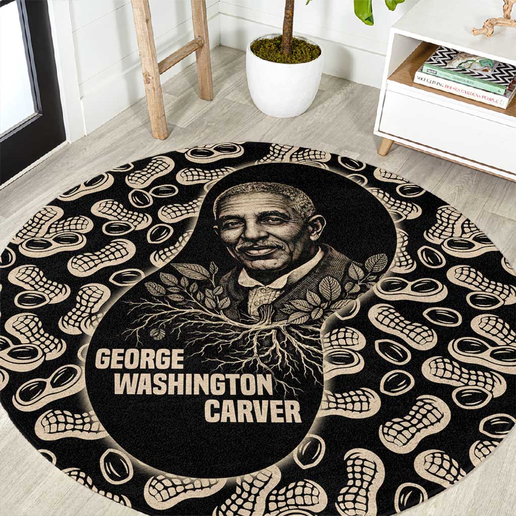 George Washington Carver Round Carpet Peanut From Soil Comes Knowledge Quote and Agricultural Roots - Wonder Print Shop