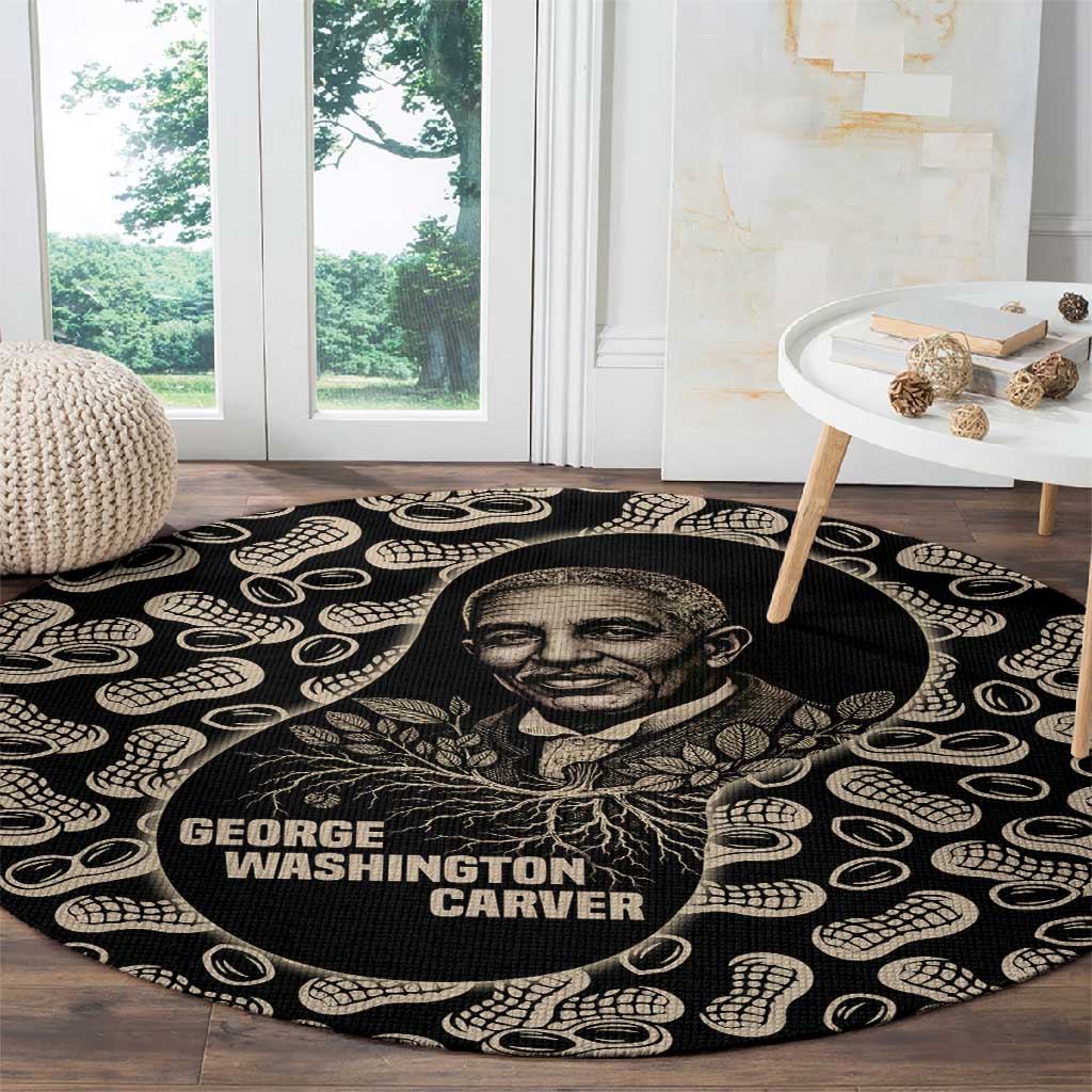 George Washington Carver Round Carpet Peanut From Soil Comes Knowledge Quote and Agricultural Roots - Wonder Print Shop