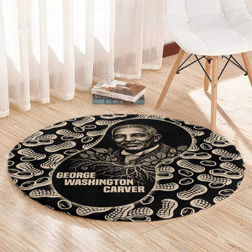 George Washington Carver Round Carpet Peanut From Soil Comes Knowledge Quote and Agricultural Roots - Wonder Print Shop