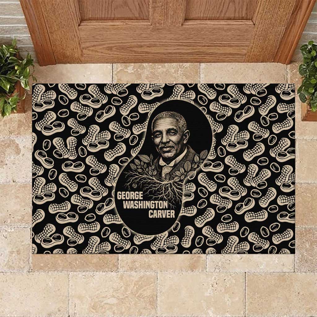 George Washington Carver Rubber Doormat Peanut From Soil Comes Knowledge Quote and Agricultural Roots - Wonder Print Shop