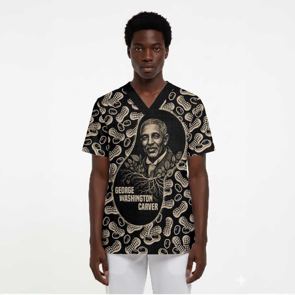 George Washington Carver Scrub Top Peanut From Soil Comes Knowledge Quote and Agricultural Roots - Wonder Print Shop