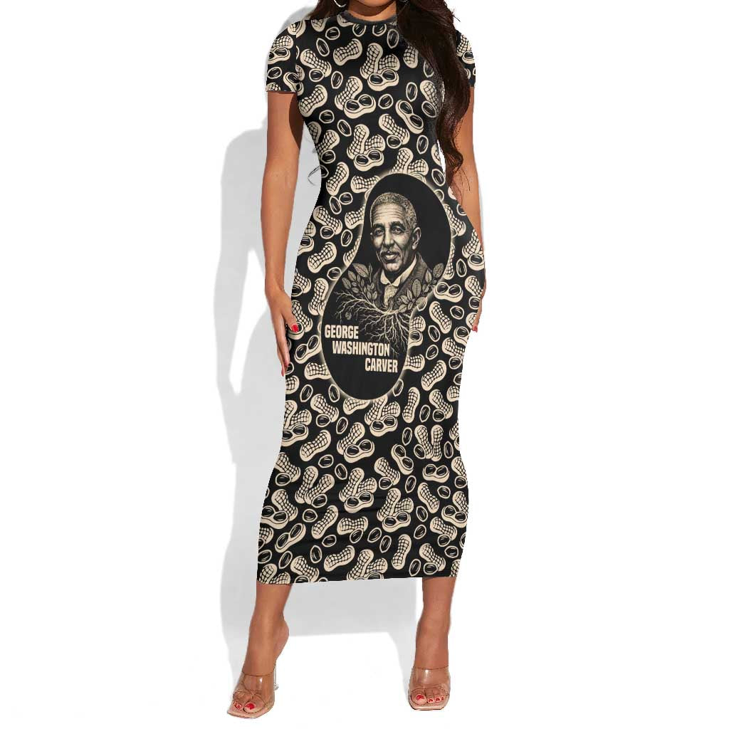 George Washington Carver Short Sleeve Bodycon Dress Peanut From Soil Comes Knowledge Quote and Agricultural Roots - Wonder Print Shop