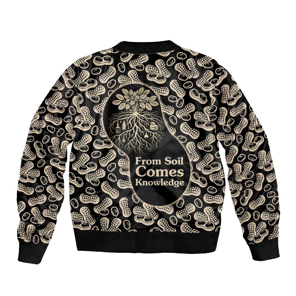 George Washington Carver Sleeve Zip Bomber Jacket Peanut From Soil Comes Knowledge Quote and Agricultural Roots - Wonder Print Shop