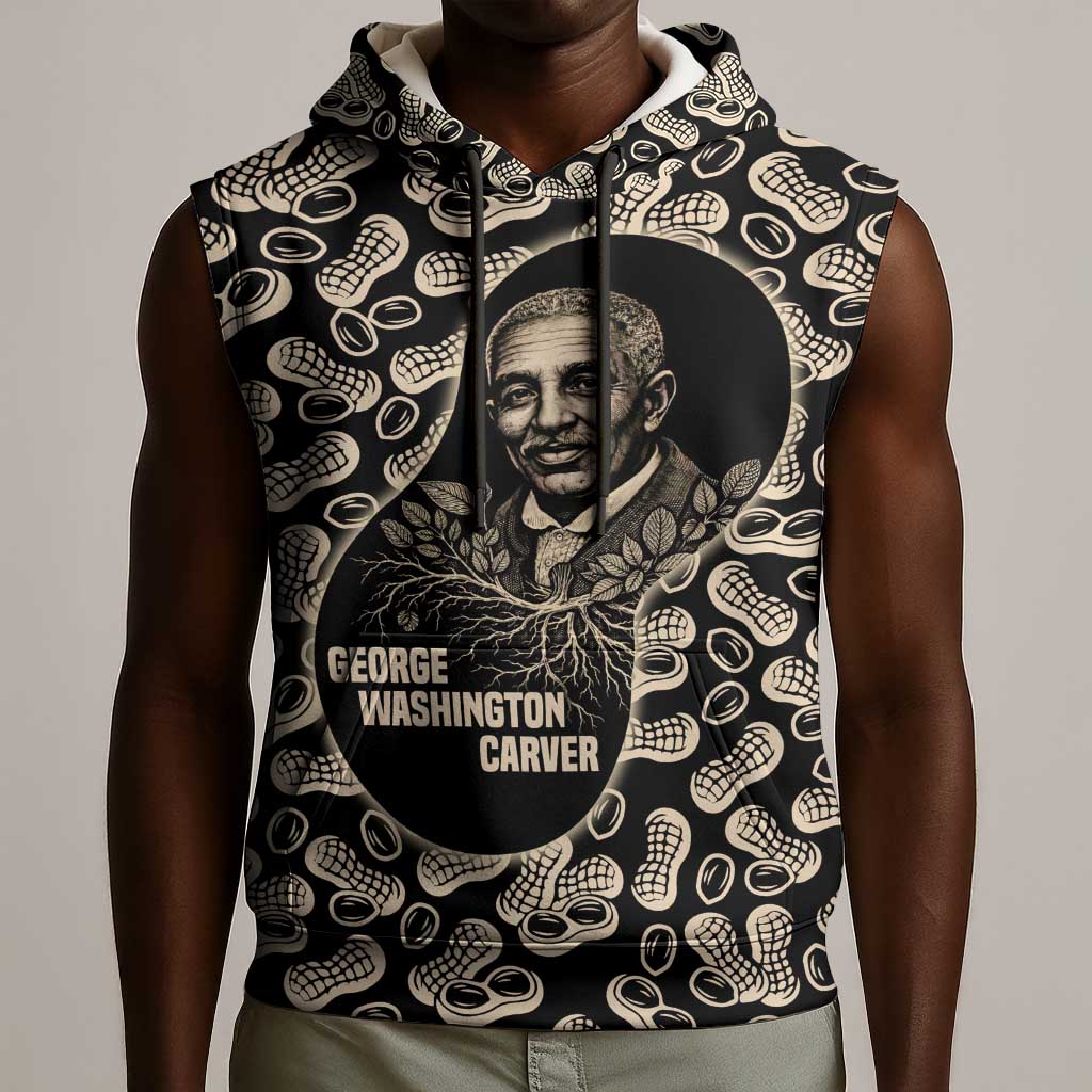 George Washington Carver Sleeveless Hoodie Peanut From Soil Comes Knowledge Quote and Agricultural Roots - Wonder Print Shop