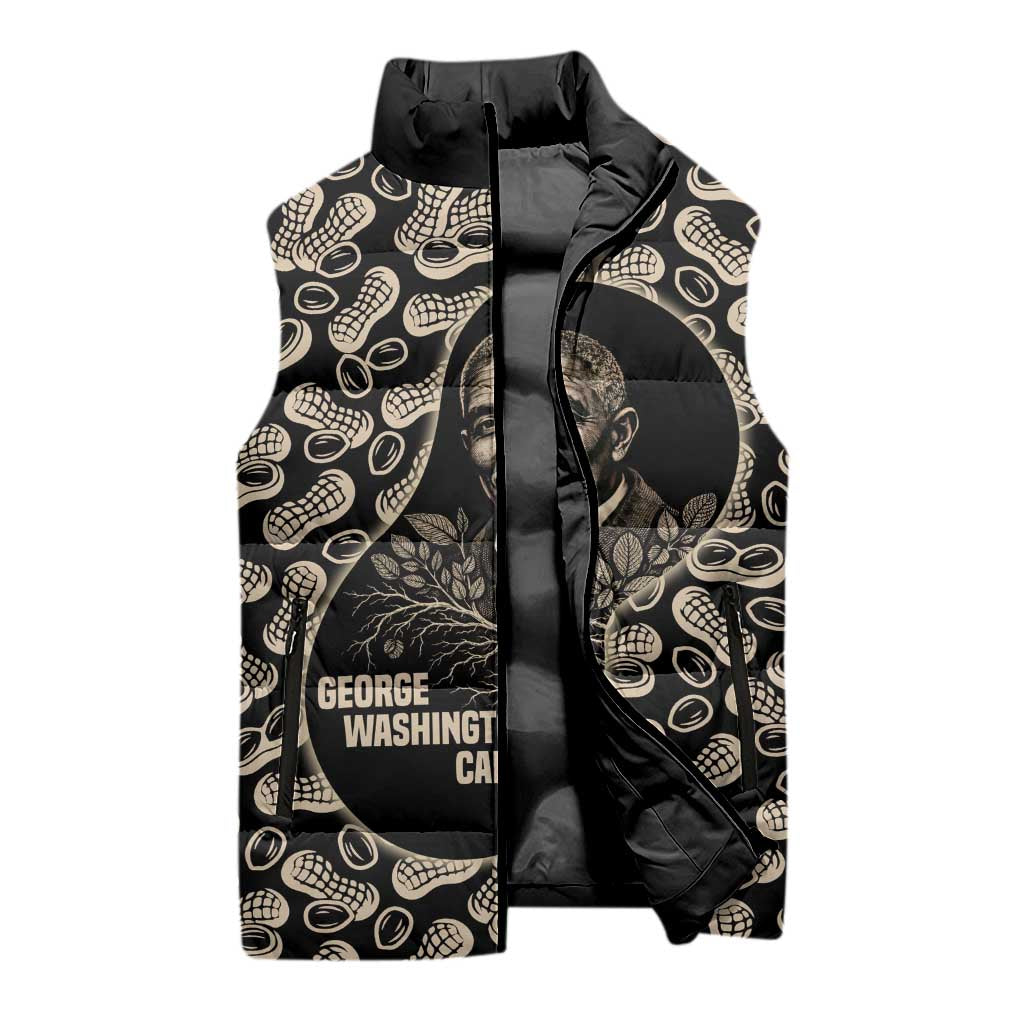 George Washington Carver Sleeveless Puffer Jacket Peanut From Soil Comes Knowledge Quote and Agricultural Roots - Wonder Print Shop