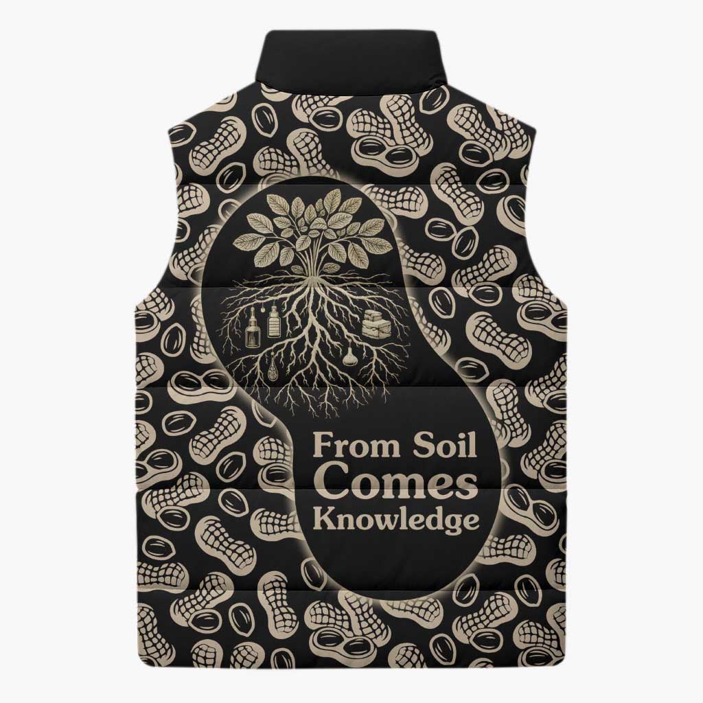 George Washington Carver Sleeveless Puffer Jacket Peanut From Soil Comes Knowledge Quote and Agricultural Roots - Wonder Print Shop