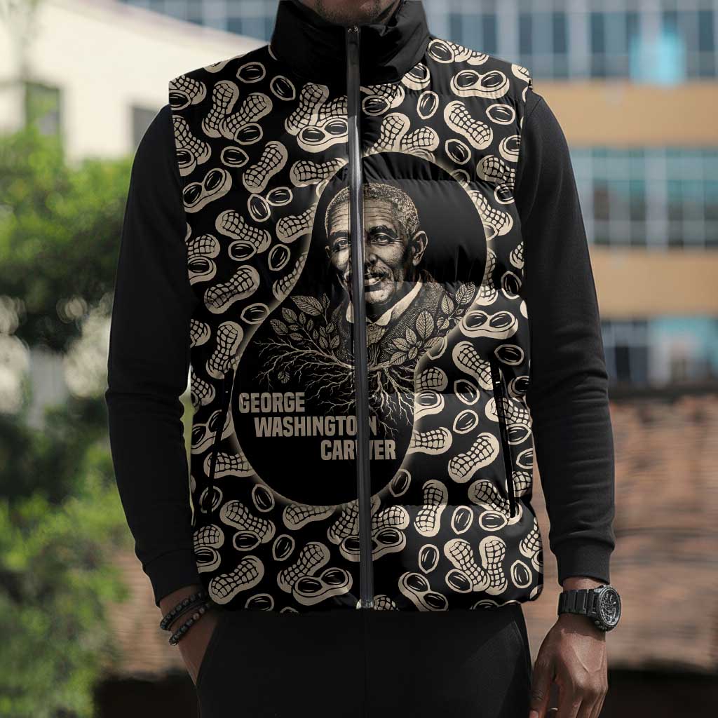 George Washington Carver Sleeveless Puffer Jacket Peanut From Soil Comes Knowledge Quote and Agricultural Roots - Wonder Print Shop