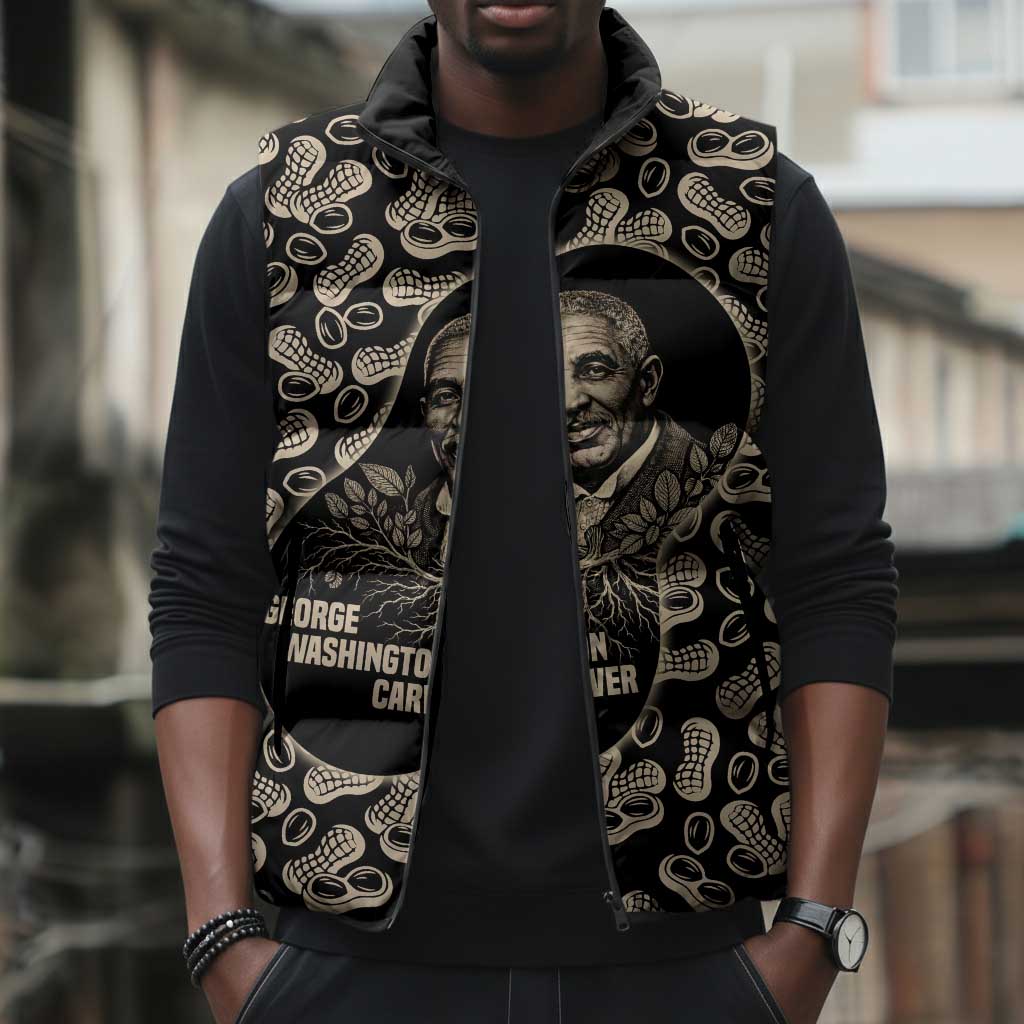 George Washington Carver Sleeveless Puffer Jacket Peanut From Soil Comes Knowledge Quote and Agricultural Roots - Wonder Print Shop