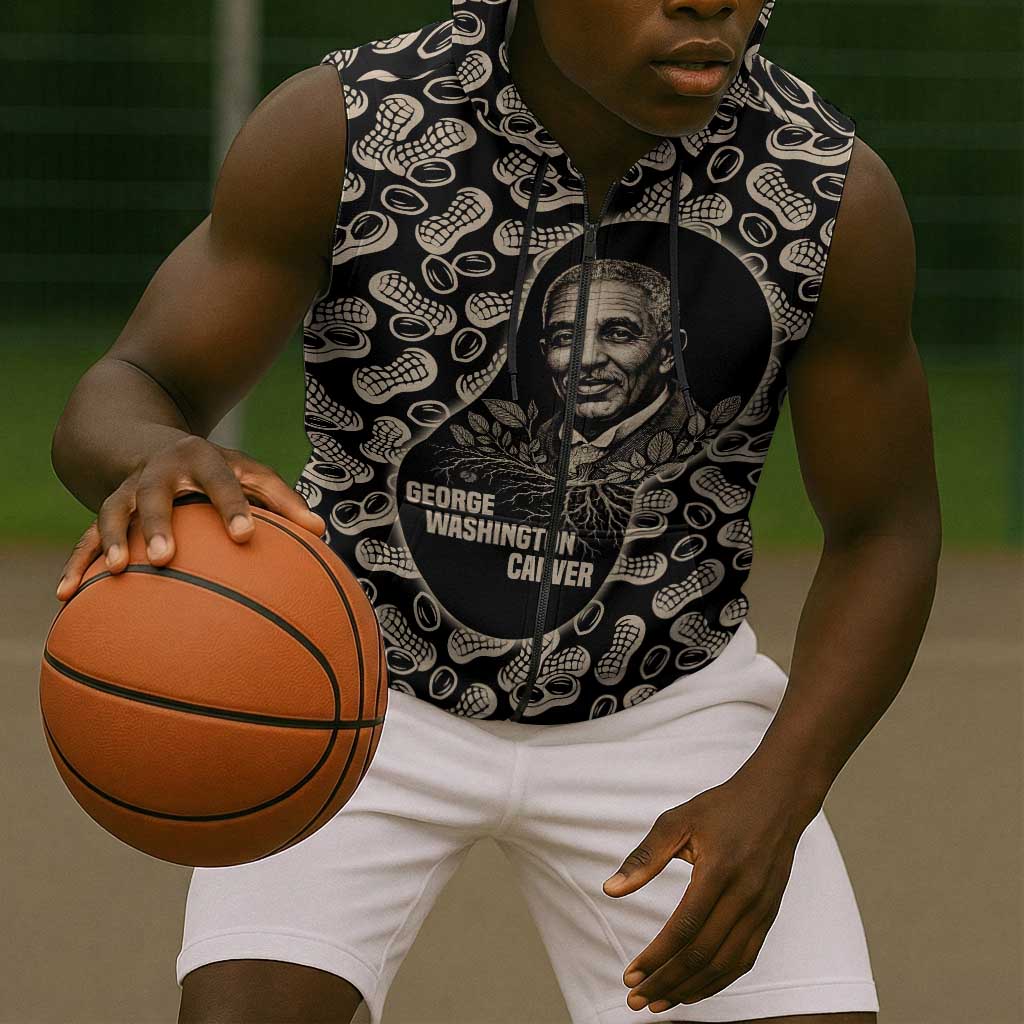 George Washington Carver Sleeveless Zip Hoodie Peanut From Soil Comes Knowledge Quote and Agricultural Roots - Wonder Print Shop