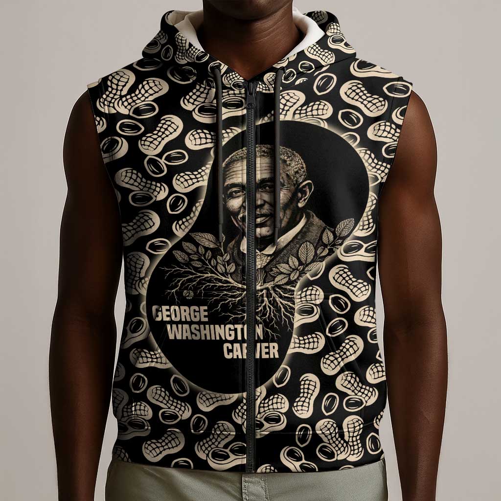 George Washington Carver Sleeveless Zip Hoodie Peanut From Soil Comes Knowledge Quote and Agricultural Roots - Wonder Print Shop