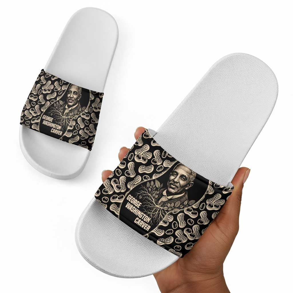 George Washington Carver Slide Sandals Peanut From Soil Comes Knowledge Quote and Agricultural Roots - Wonder Print Shop