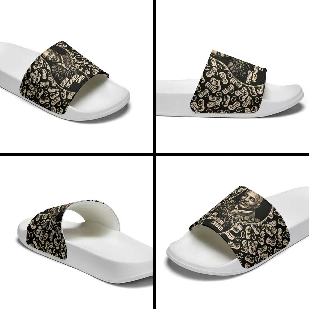 George Washington Carver Slide Sandals Peanut From Soil Comes Knowledge Quote and Agricultural Roots - Wonder Print Shop
