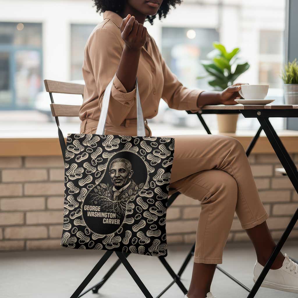 George Washington Carver Tote Bag Peanut From Soil Comes Knowledge Quote and Agricultural Roots - Wonder Print Shop
