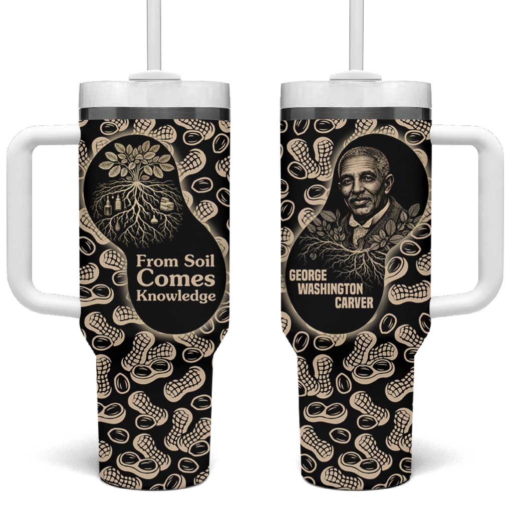 George Washington Carver Tumbler With Handle Peanut From Soil Comes Knowledge Quote and Agricultural Roots - Wonder Print Shop