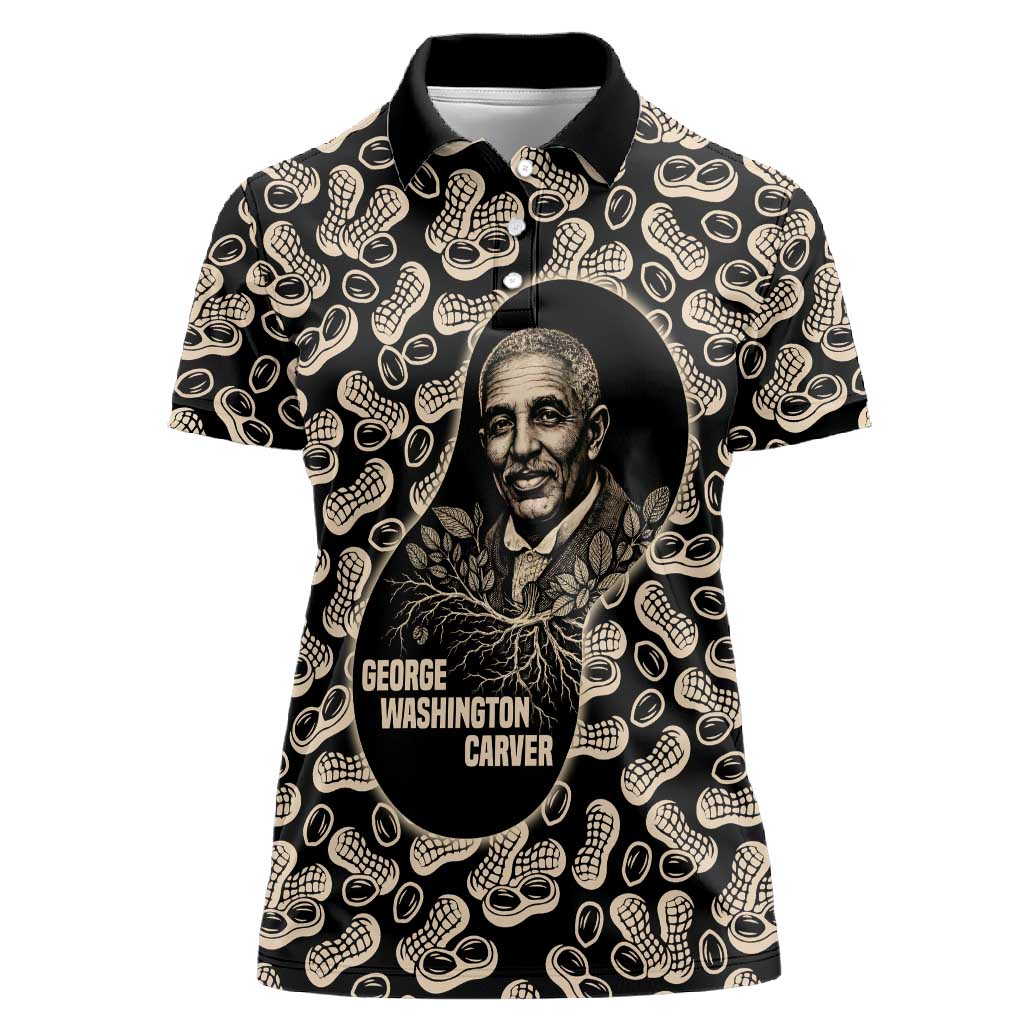 George Washington Carver Women Polo Shirt Peanut From Soil Comes Knowledge Quote and Agricultural Roots - Wonder Print Shop