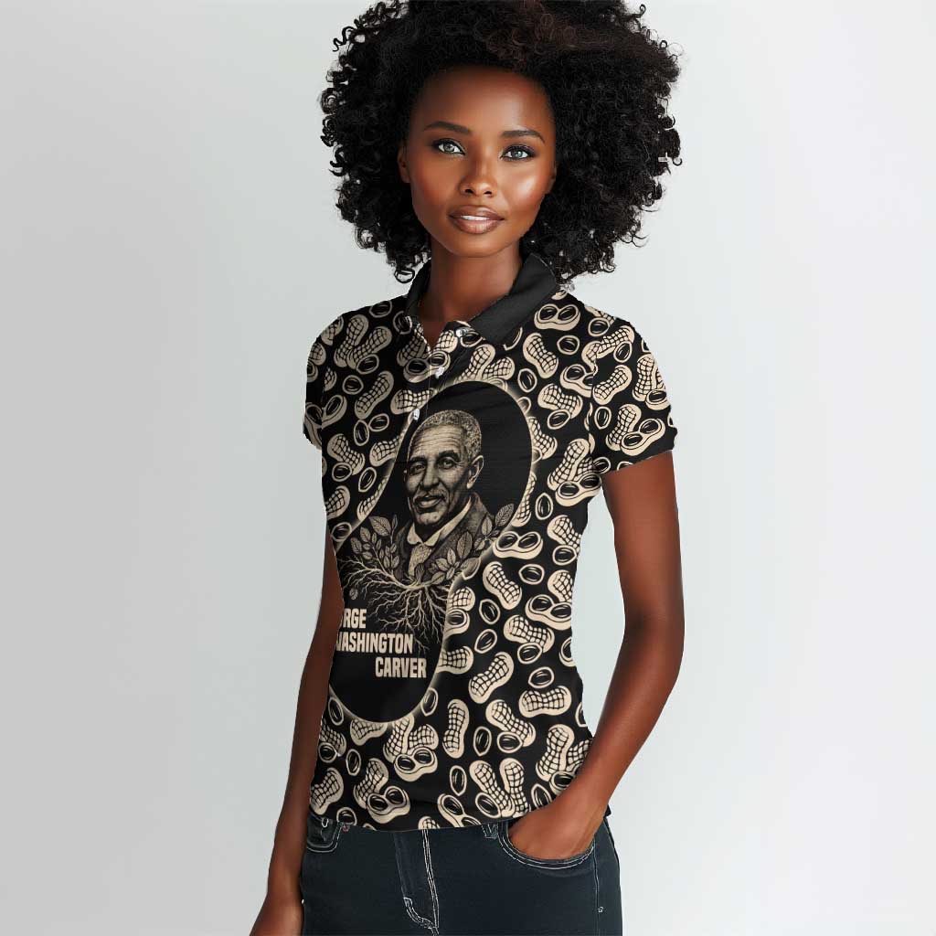 George Washington Carver Women Polo Shirt Peanut From Soil Comes Knowledge Quote and Agricultural Roots - Wonder Print Shop