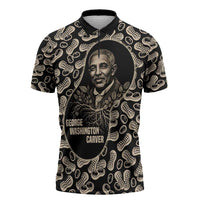 George Washington Carver Zipper Polo Shirt Peanut From Soil Comes Knowledge Quote and Agricultural Roots - Wonder Print Shop