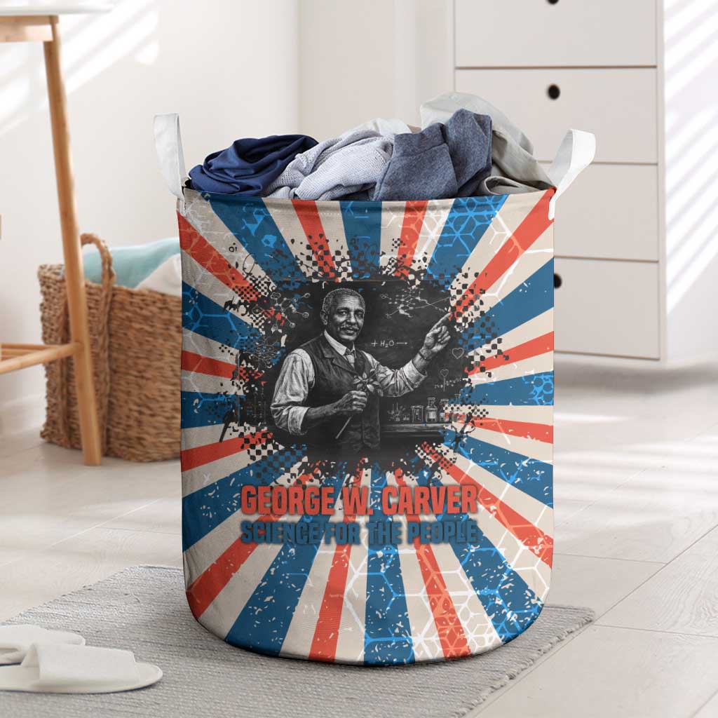 George Washington Carver Laundry Basket with Science Teaching Scene, Education Is the Key Quote - Wonder Print Shop
