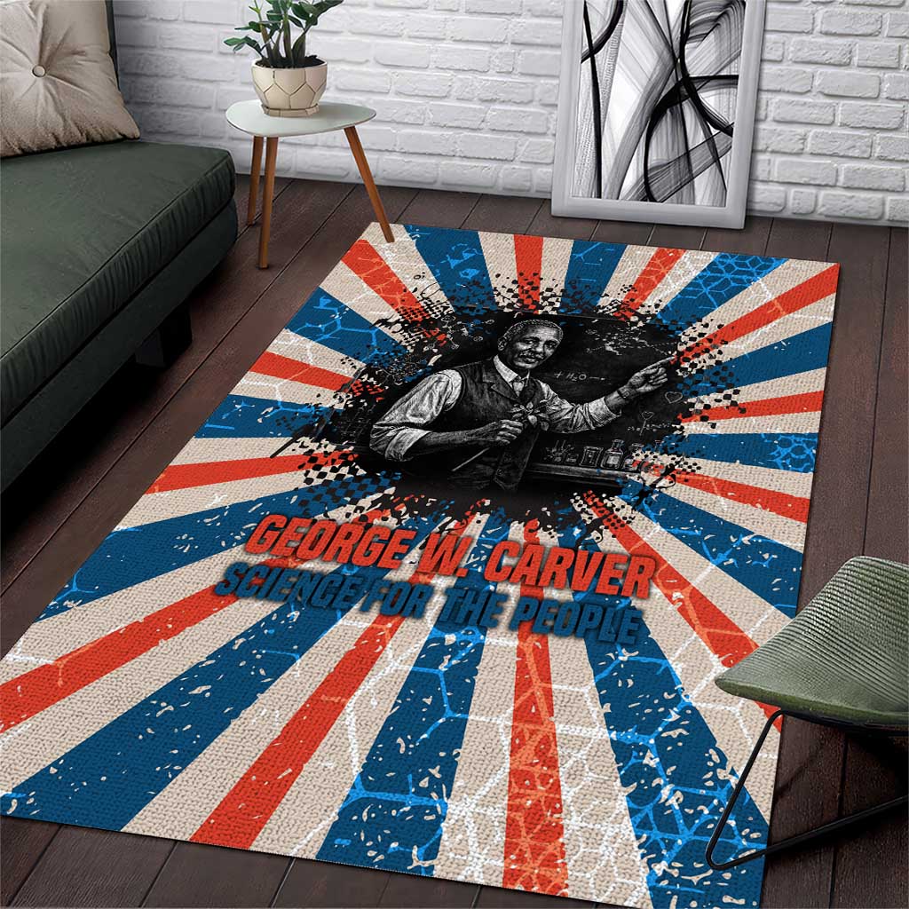 George Washington Carver Area Rug with Science Teaching Scene, Education Is the Key Quote - Wonder Print Shop