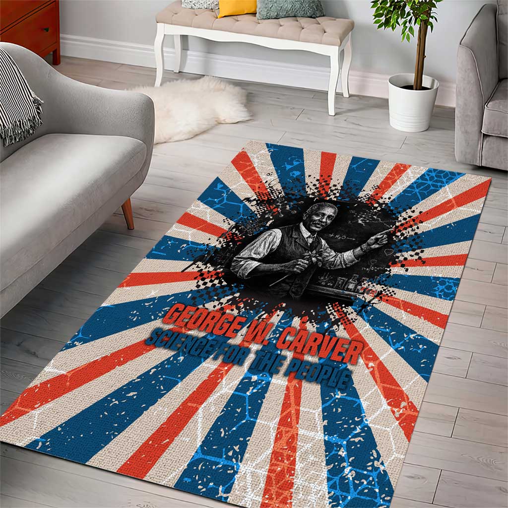 George Washington Carver Area Rug with Science Teaching Scene, Education Is the Key Quote - Wonder Print Shop