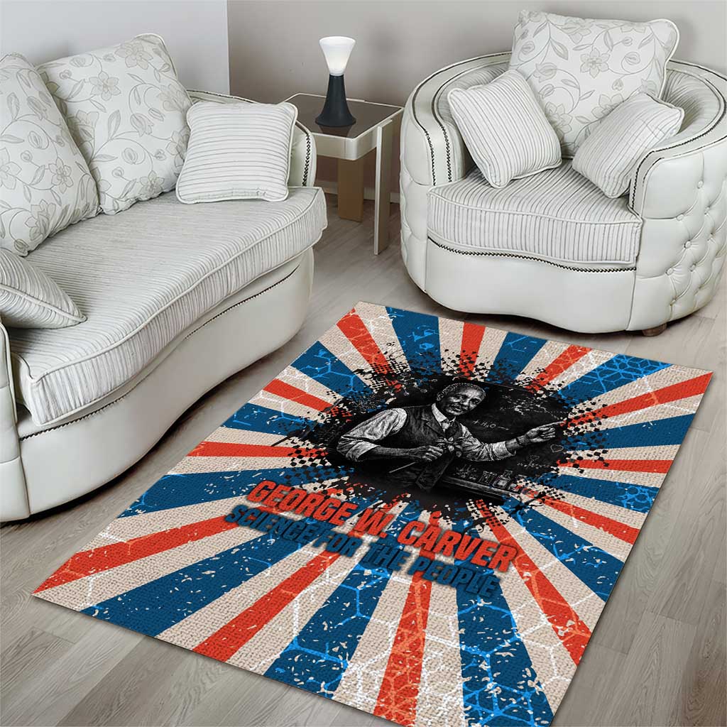 George Washington Carver Area Rug with Science Teaching Scene, Education Is the Key Quote - Wonder Print Shop