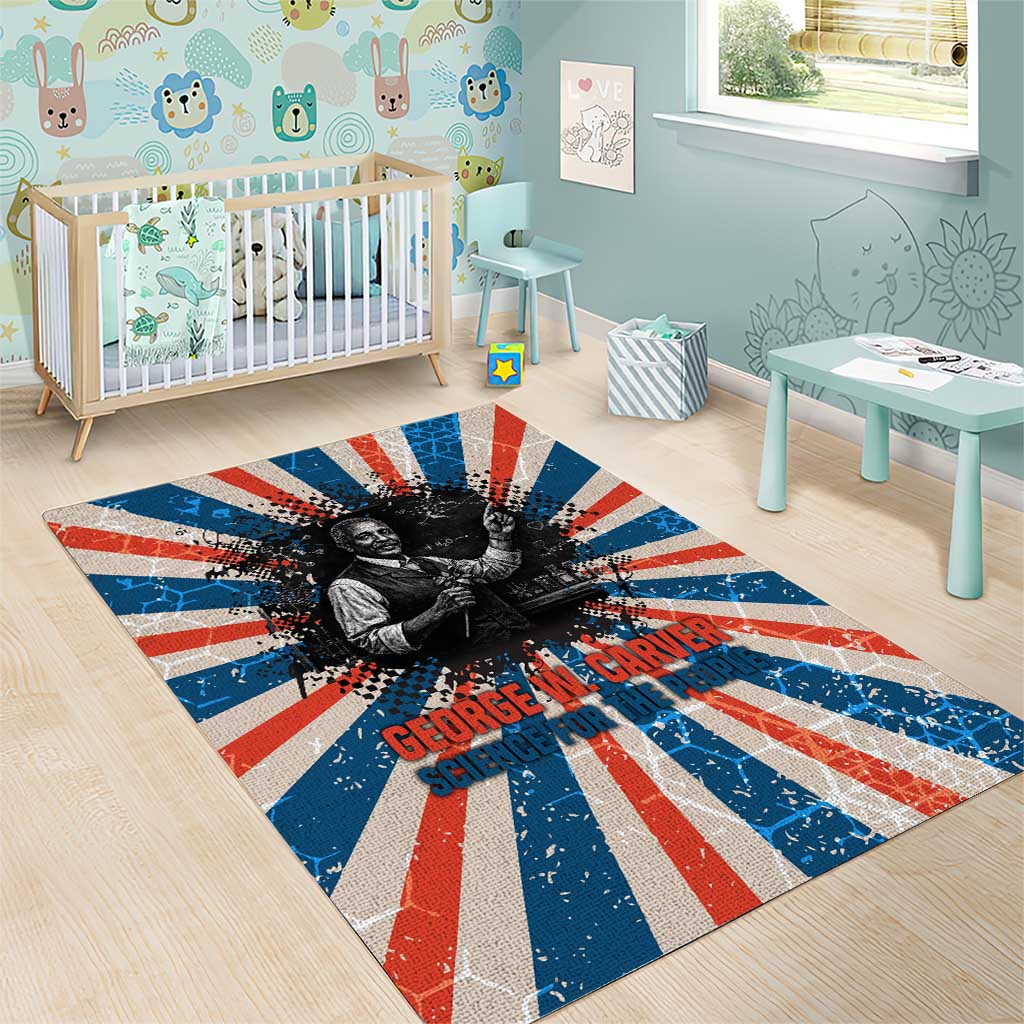 George Washington Carver Area Rug with Science Teaching Scene, Education Is the Key Quote - Wonder Print Shop