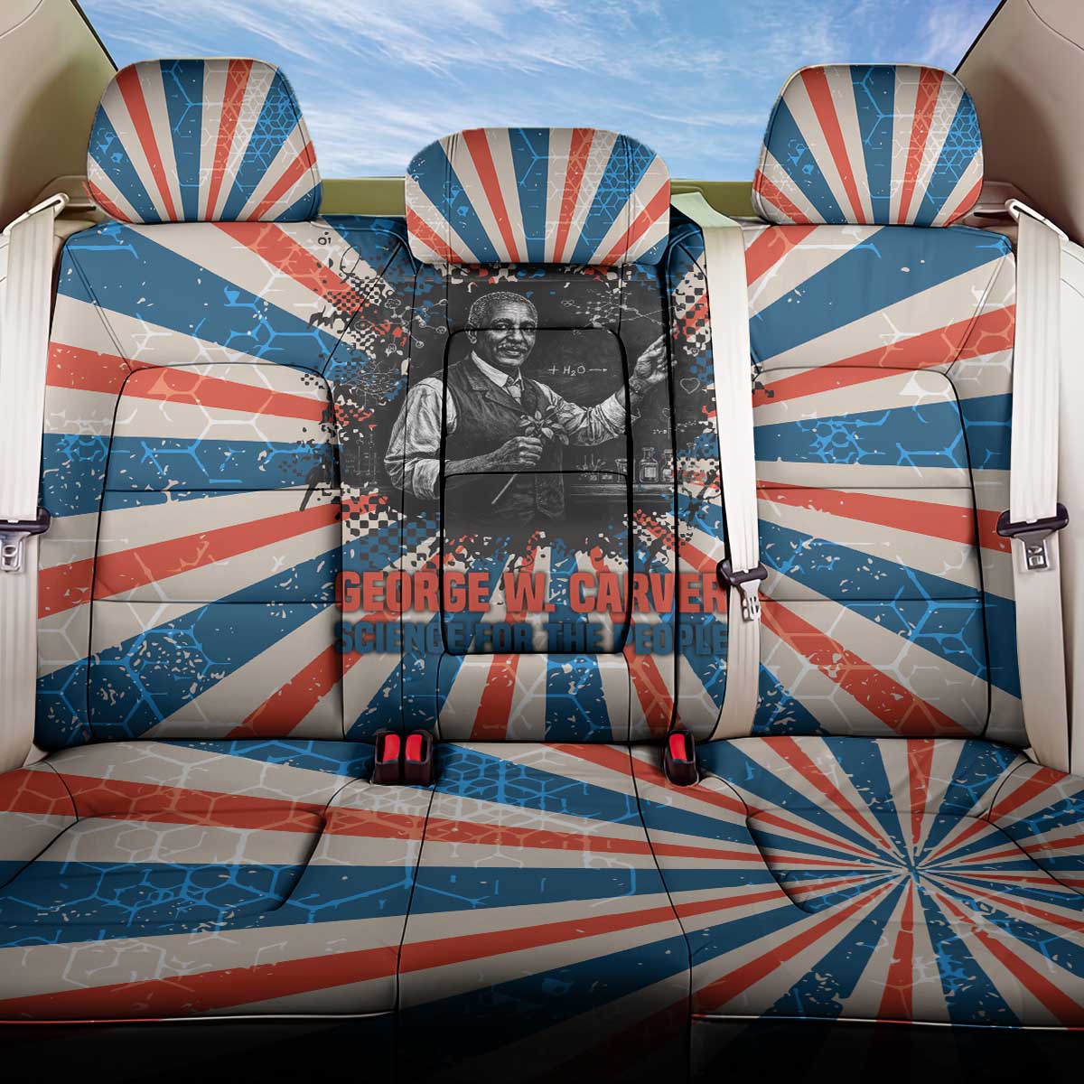 George Washington Carver Back Car Seat Cover with Science Teaching Scene, Education Is the Key Quote - Wonder Print Shop