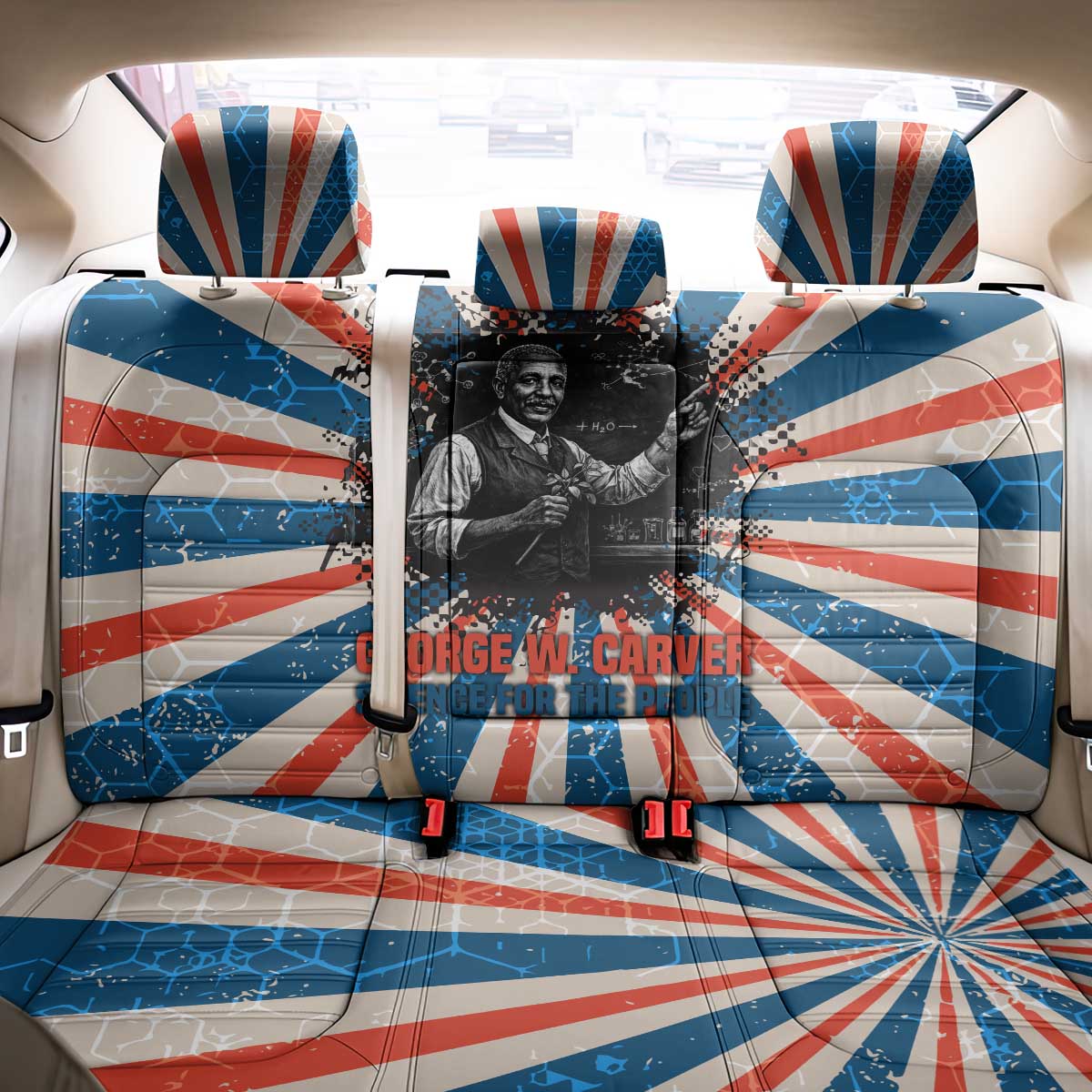 George Washington Carver Back Car Seat Cover with Science Teaching Scene, Education Is the Key Quote - Wonder Print Shop