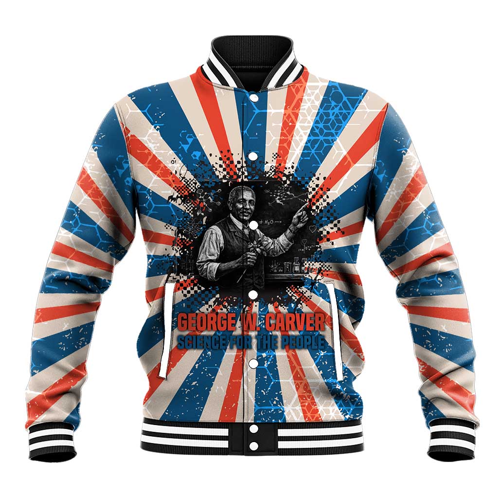 George Washington Carver Baseball Jacket with Science Teaching Scene, Education Is the Key Quote - Wonder Print Shop