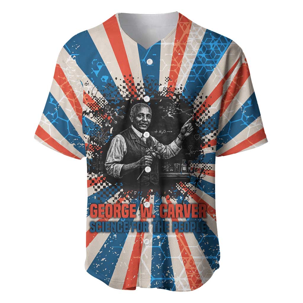 George Washington Carver Baseball Jersey with Science Teaching Scene, Education Is the Key Quote - Wonder Print Shop