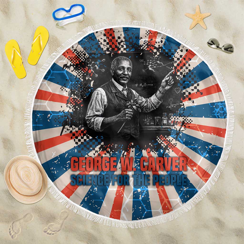 George Washington Carver Beach Blanket with Science Teaching Scene, Education Is the Key Quote - Wonder Print Shop