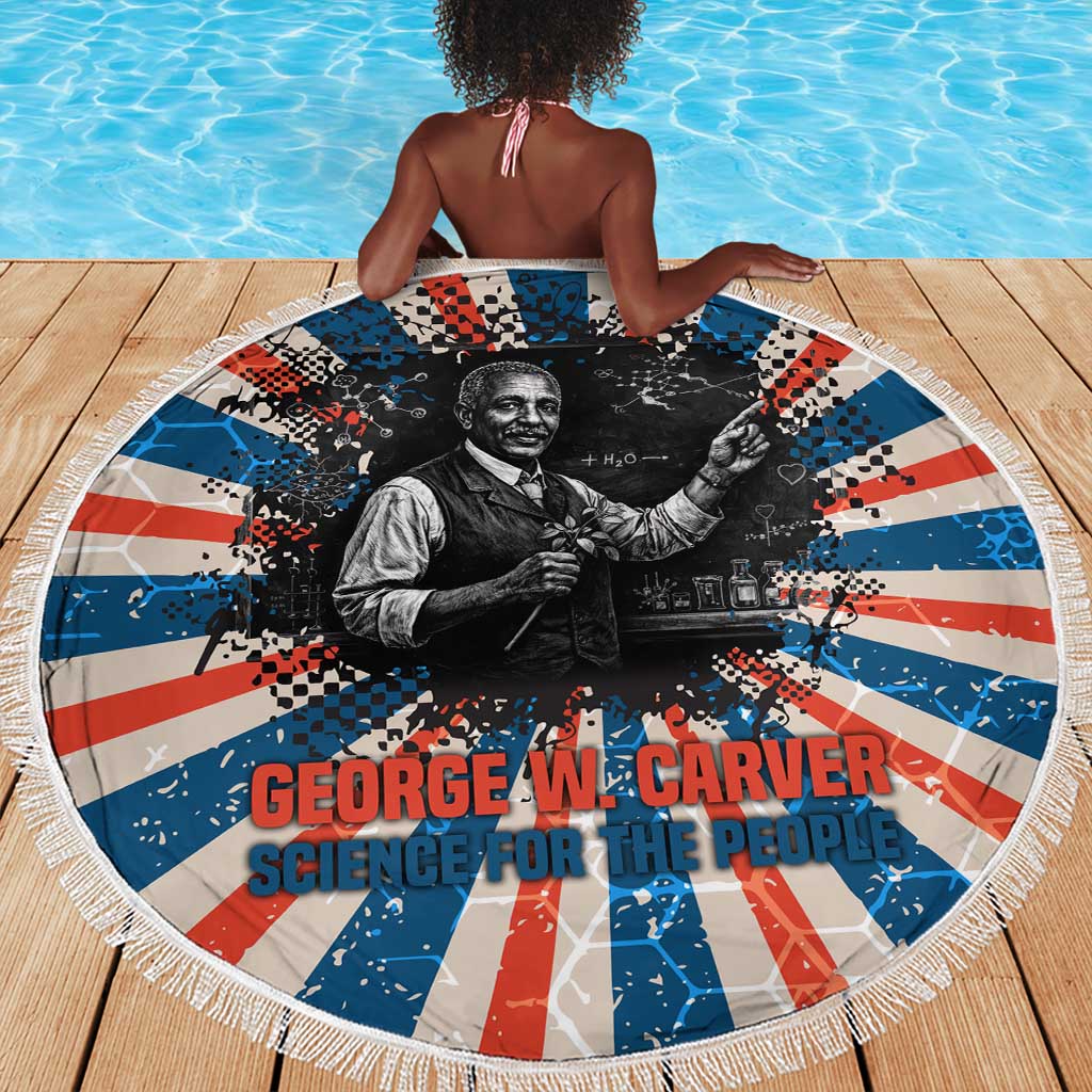 George Washington Carver Beach Blanket with Science Teaching Scene, Education Is the Key Quote - Wonder Print Shop