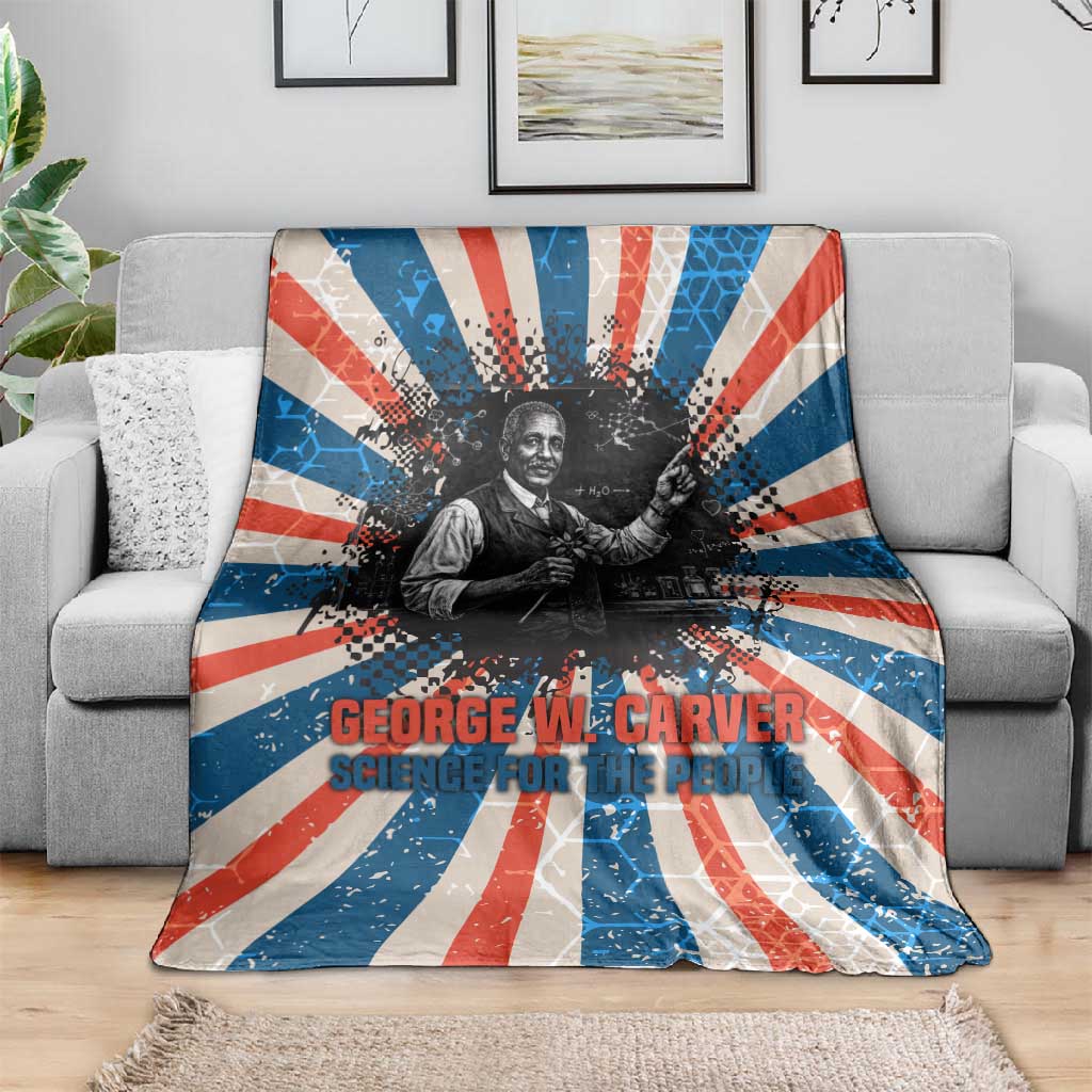 George Washington Carver Blanket with Science Teaching Scene, Education Is the Key Quote - Wonder Print Shop