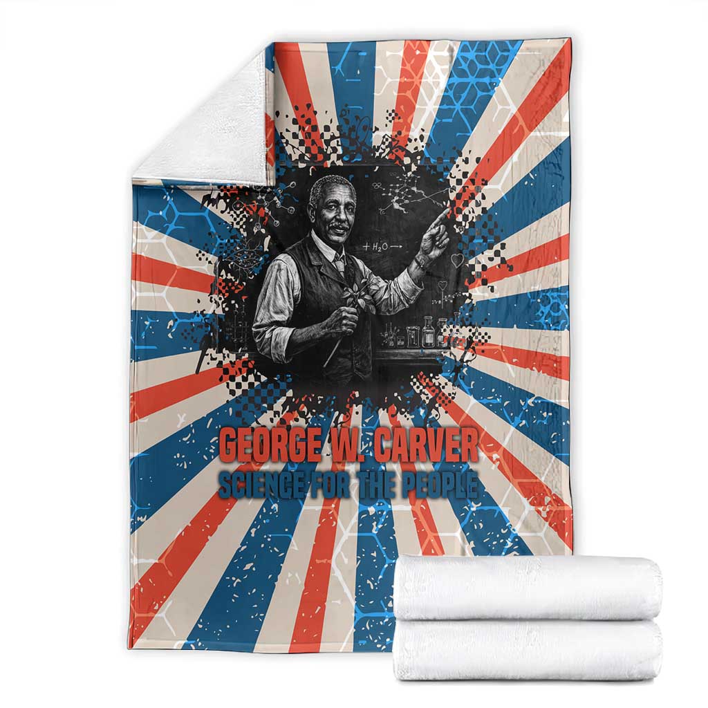 George Washington Carver Blanket with Science Teaching Scene, Education Is the Key Quote - Wonder Print Shop