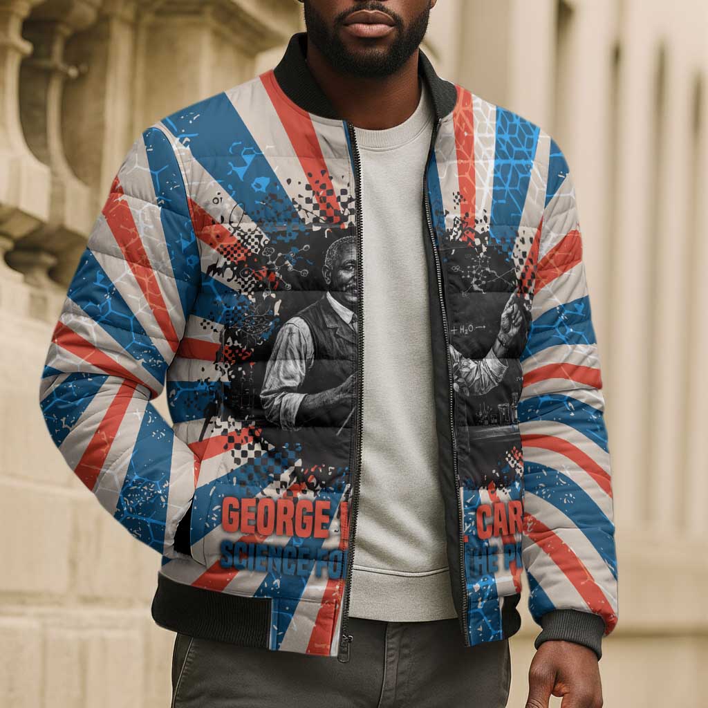 George Washington Carver Bomber Puffer Jacket with Science Teaching Scene, Education Is the Key Quote - Wonder Print Shop