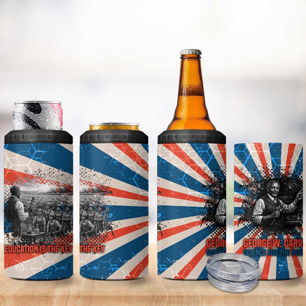 George Washington Carver 4 in 1 Can Cooler Tumbler with Science Teaching Scene, Education Is the Key Quote - Wonder Print Shop