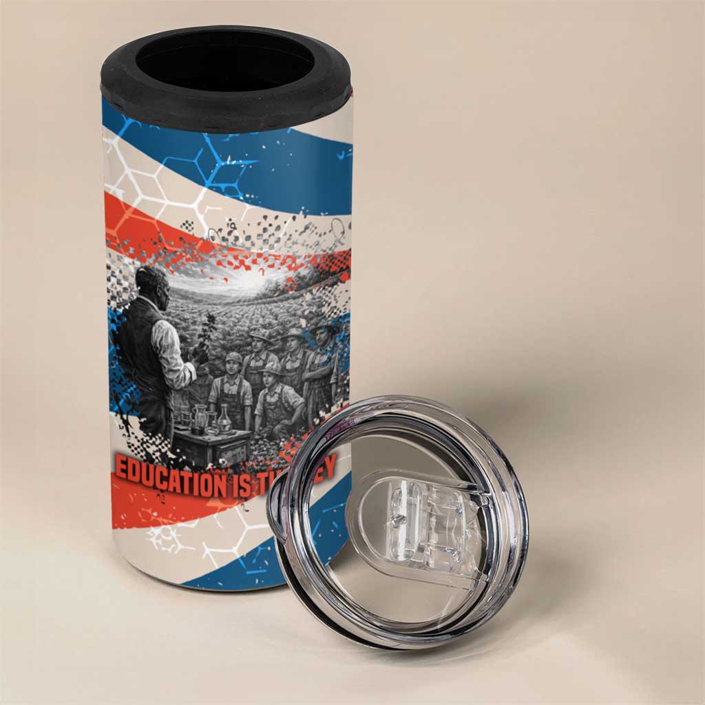 George Washington Carver 4 in 1 Can Cooler Tumbler with Science Teaching Scene, Education Is the Key Quote - Wonder Print Shop