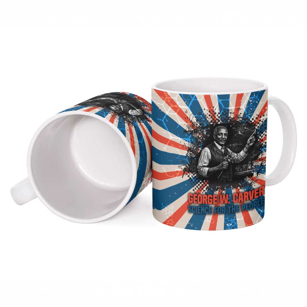 George Washington Carver Ceramic Mug with Science Teaching Scene, Education Is the Key Quote - Wonder Print Shop