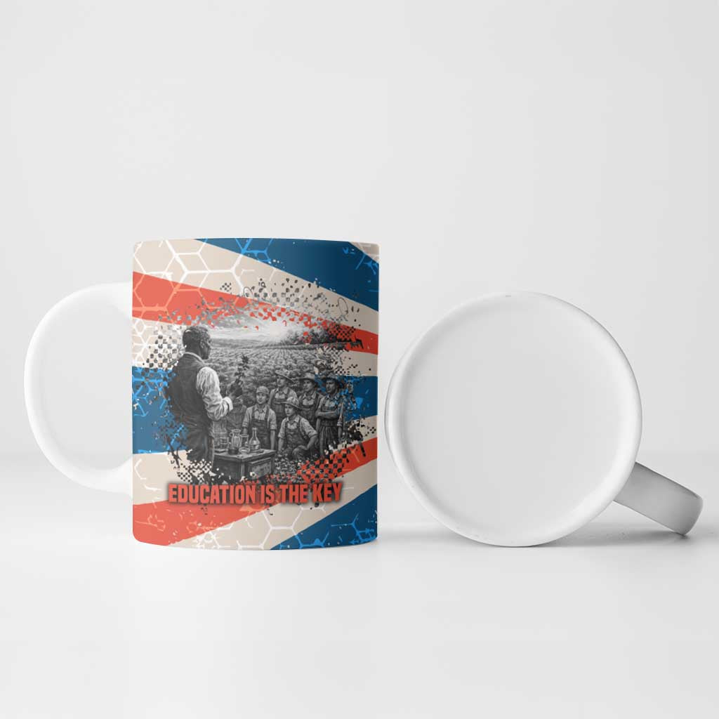 George Washington Carver Ceramic Mug with Science Teaching Scene, Education Is the Key Quote - Wonder Print Shop