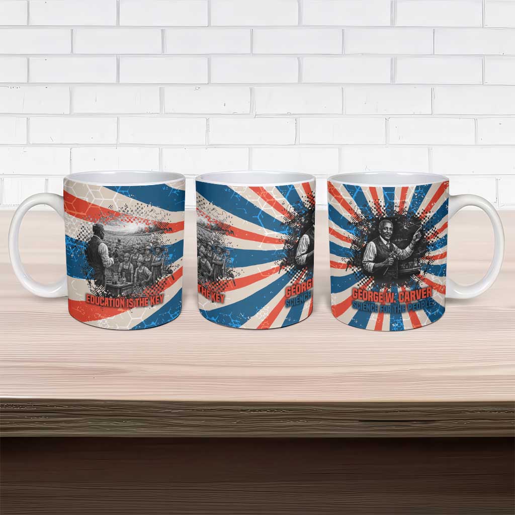 George Washington Carver Ceramic Mug with Science Teaching Scene, Education Is the Key Quote - Wonder Print Shop