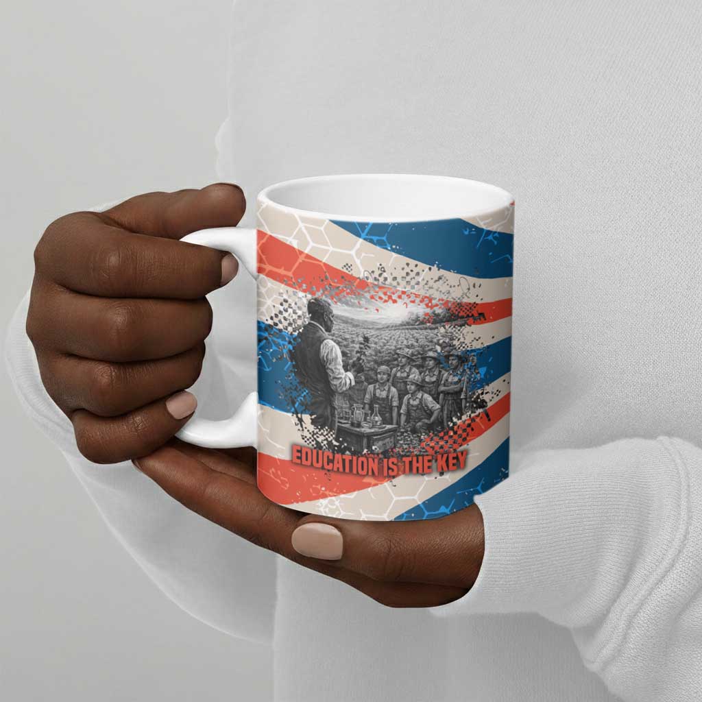 George Washington Carver Ceramic Mug with Science Teaching Scene, Education Is the Key Quote - Wonder Print Shop