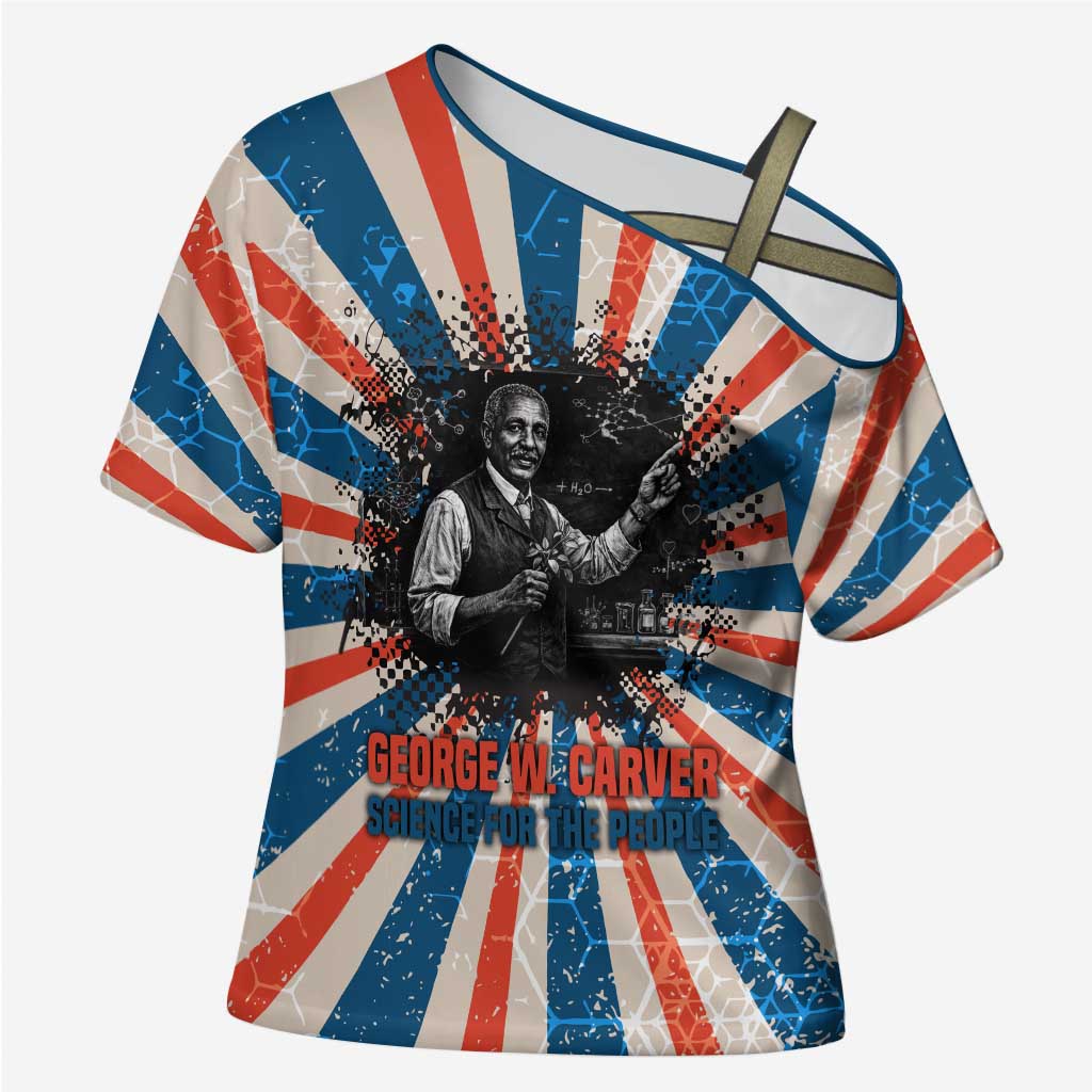 George Washington Carver Cross Shoulder Shirt with Science Teaching Scene, Education Is the Key Quote - Wonder Print Shop